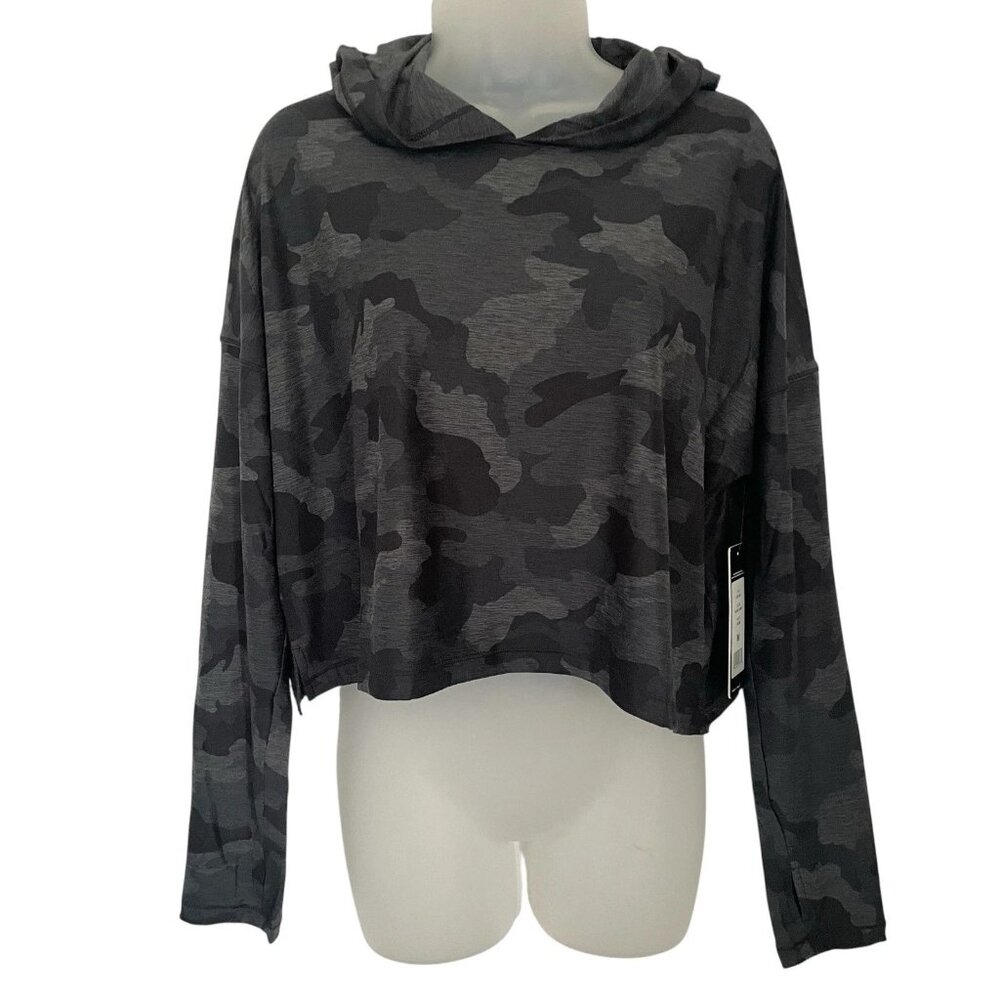 Yogalicious Lux $58 LSY91767 Cropped Black Camo Hoodie Sz XL NWT!